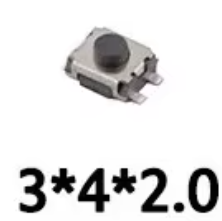 Pulsador Negro 3x4x2 SMD 4 Pin Normalmente Abierto