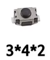 Pulsador Negro 3x4x2 SMD 2 Pin Normalmente Abierto