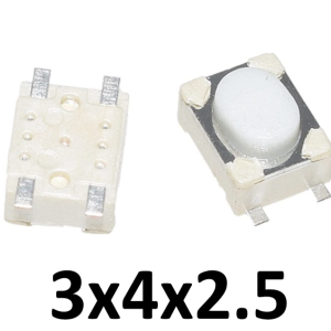 Pulsador Blanco 3x4x2.5 4 Pin L SMD Normalmente Abierto
